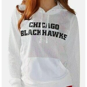 NHL Chicago Blackhawks Women's G-III 4Her White Mesh Hoodie, Size Small